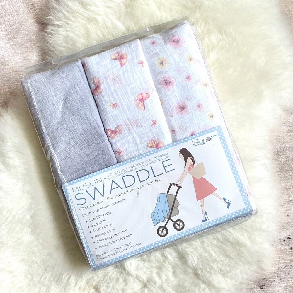 Set of 3 muslin swaddles